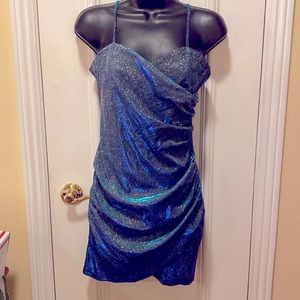 Cider Brand Metallic Blue Dress Size S